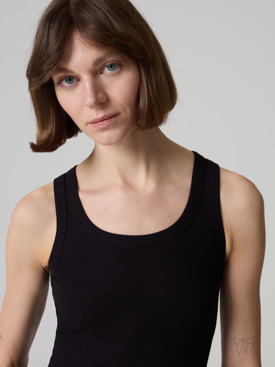 Tank top in ribbed stretch cotton_1