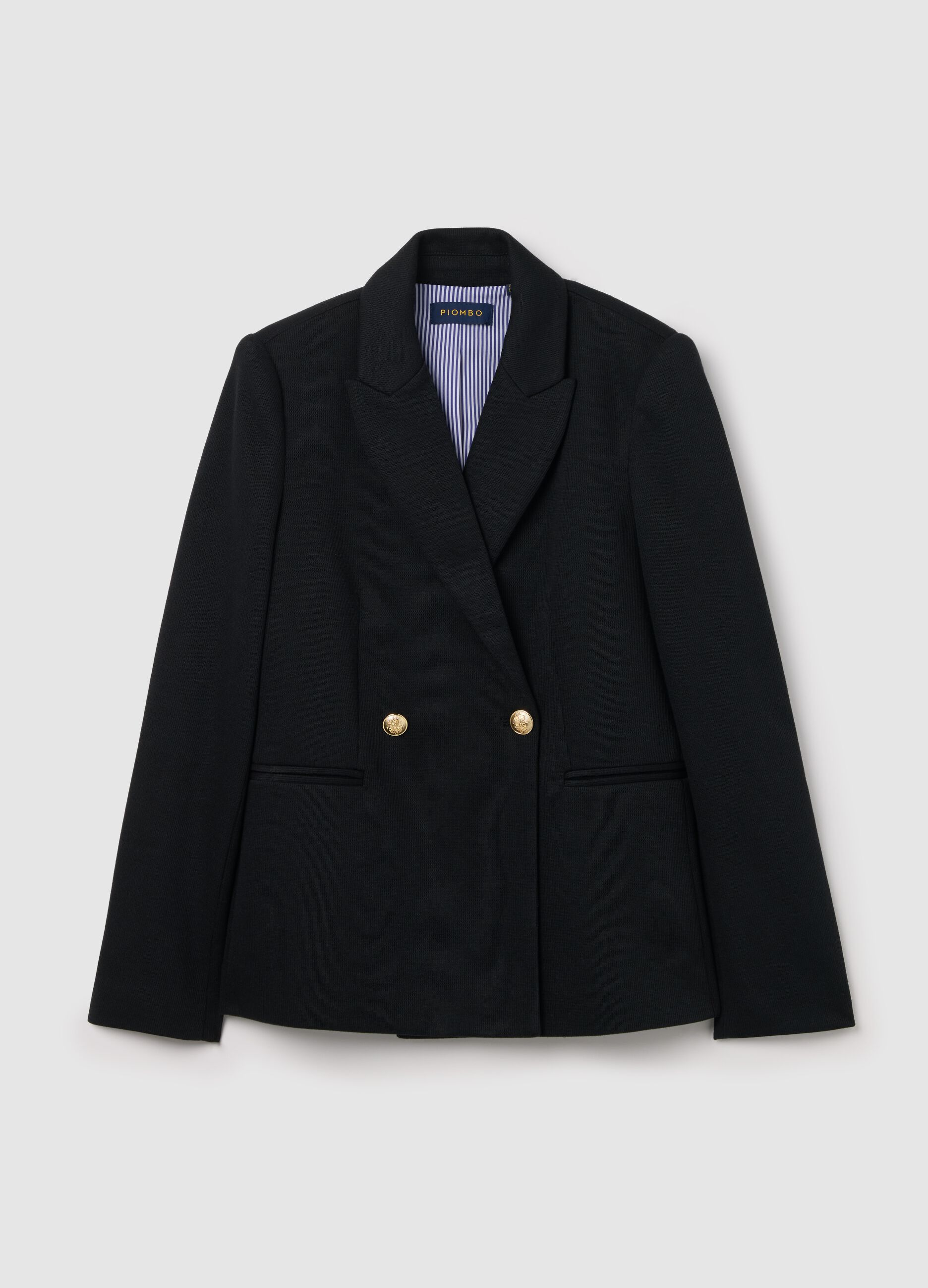 Double-breasted blazer in jersey with gold-coloured buttons