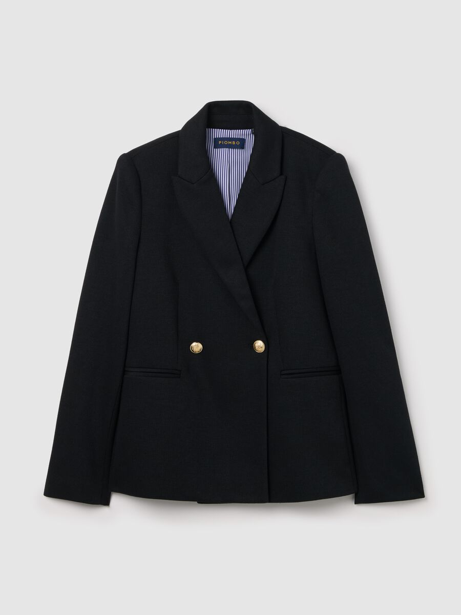 Double-breasted blazer in jersey with gold-coloured buttons_4