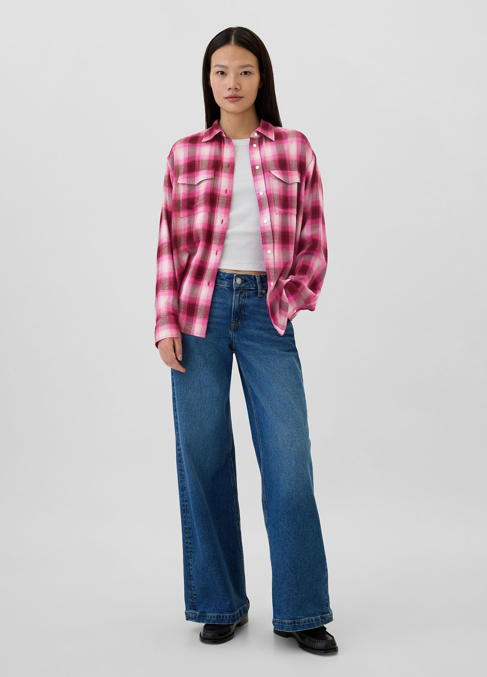 Check flannel shirt with pockets