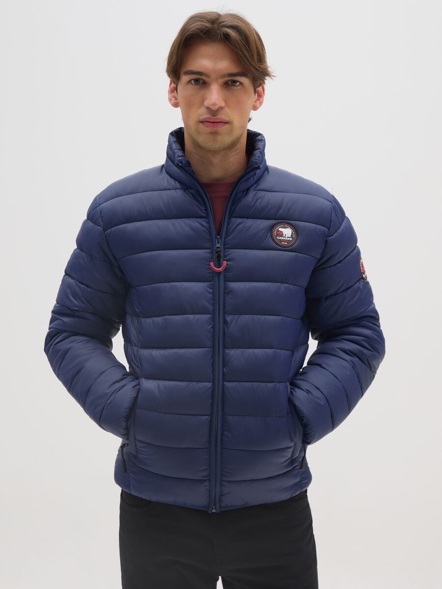 Blue padded jacket with zip_0