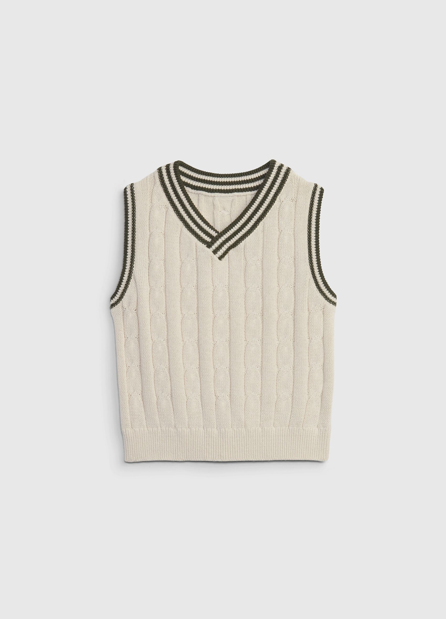 Gilet in cotone con lavorazione a trecce