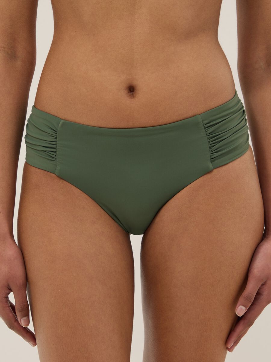 Green stretch swim briefs with side ruching_1