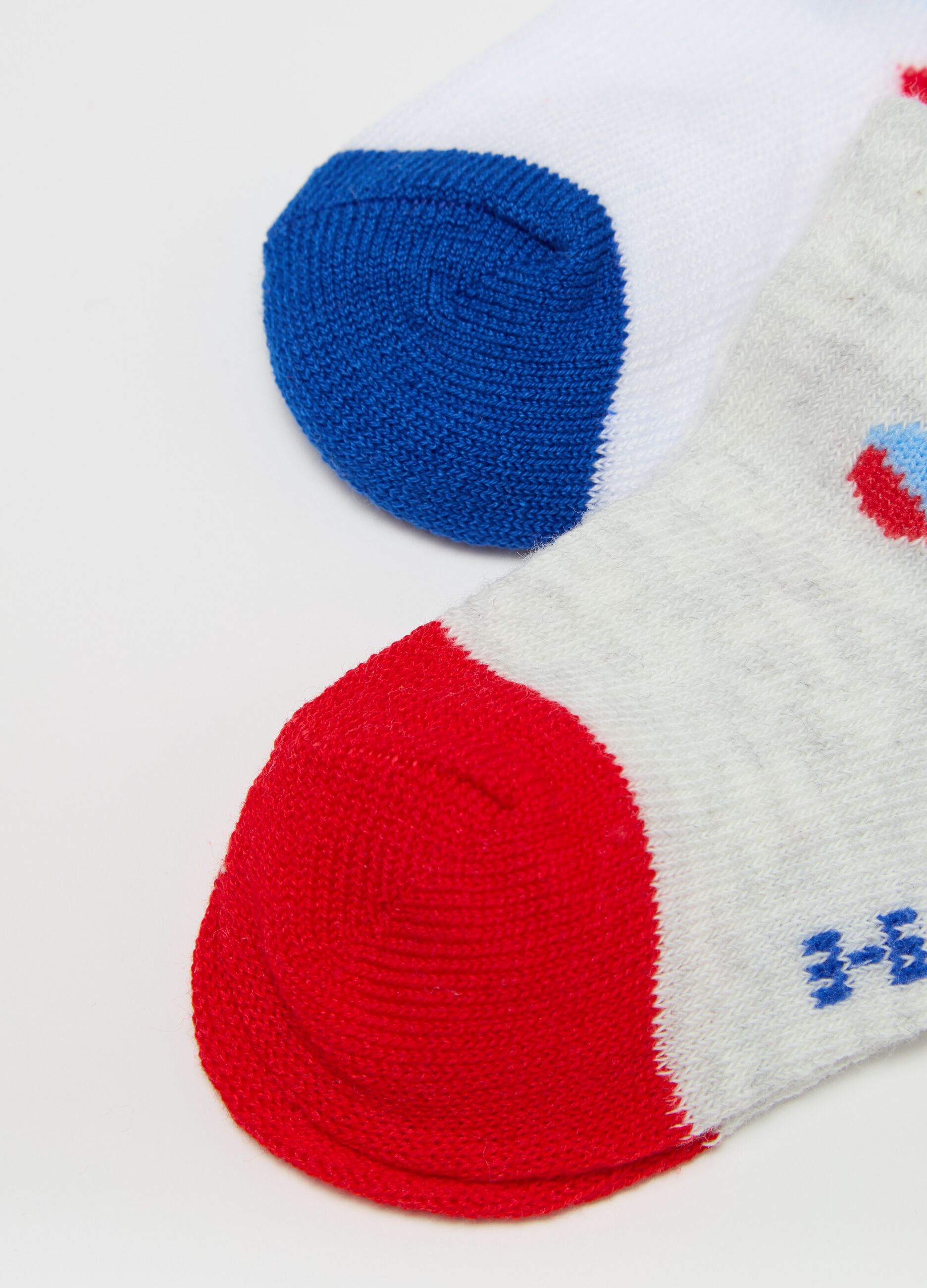 Three-pair pack stretch short socks with transportation design