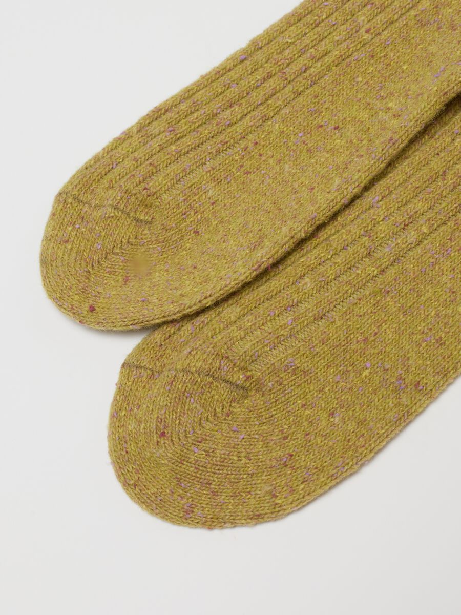 Yellow long socks in wool and silk blend_2