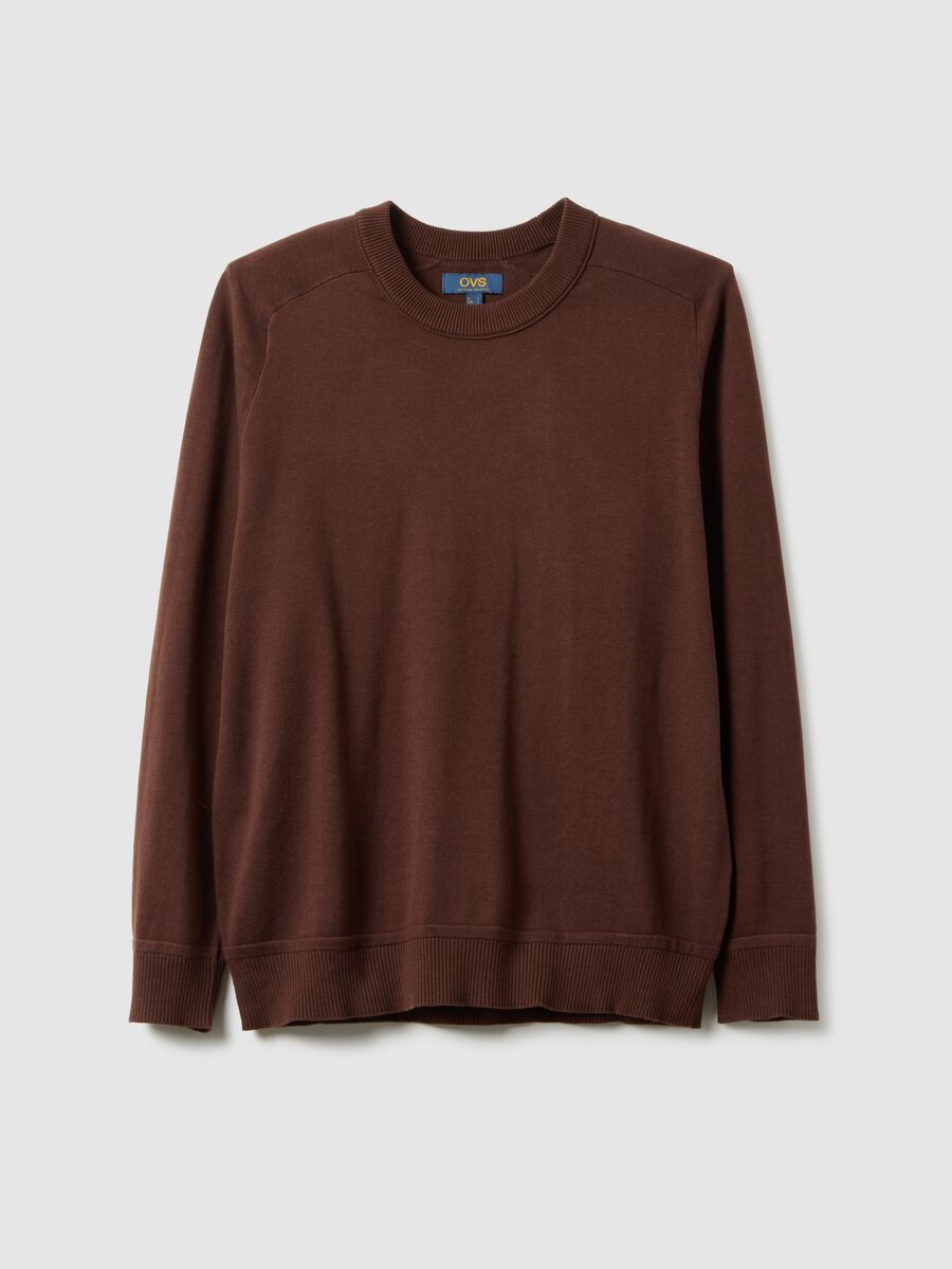 Brown pure cotton crew neck jumper regular fit_4