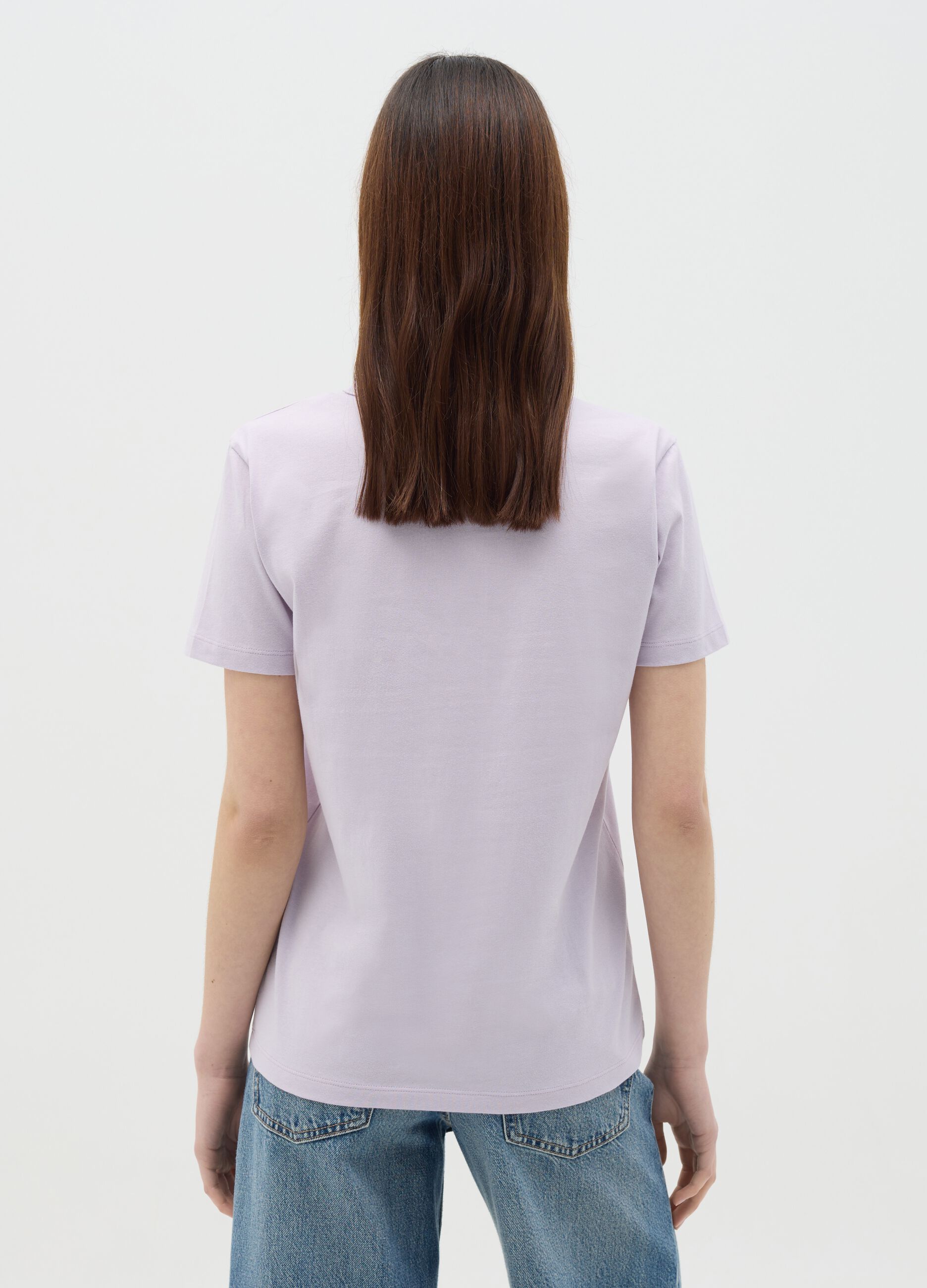 Purple T-shirt in cotton with kittens print