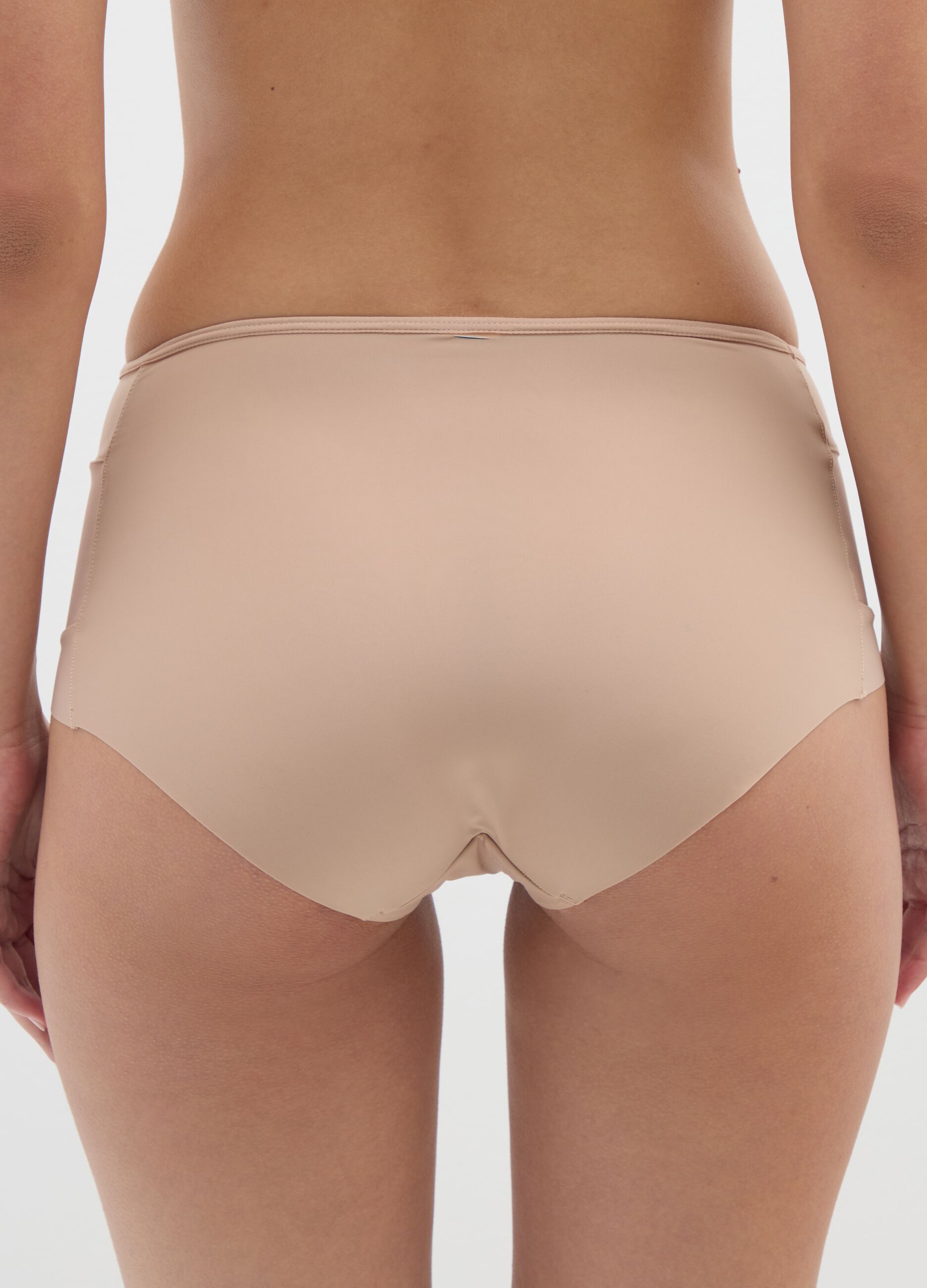 High-waisted briefs in beige stretch blend