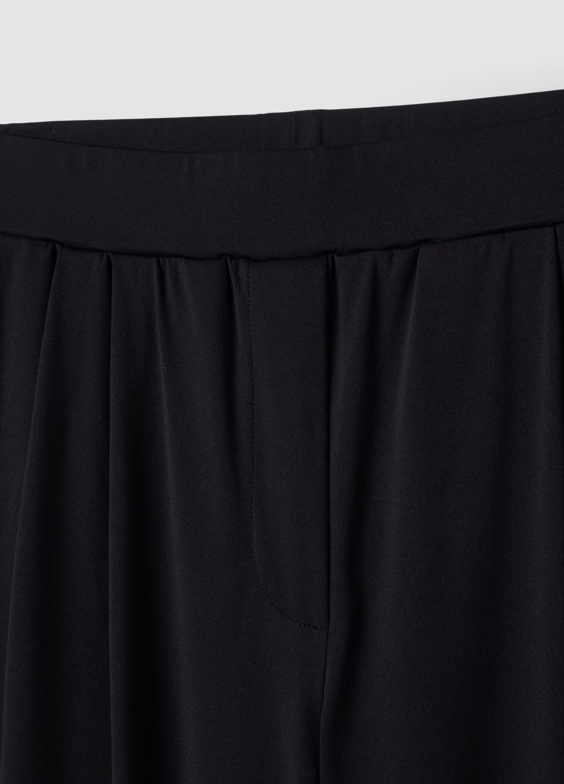 Blue stretch wide-leg trousers