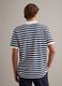 Blue and White Striped Pure Cotton Polo Shirt_3