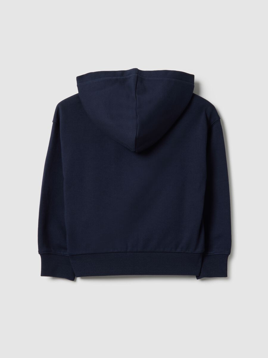 Girls' blue hooded zip sweatshirt in pure cotton regular fit_1