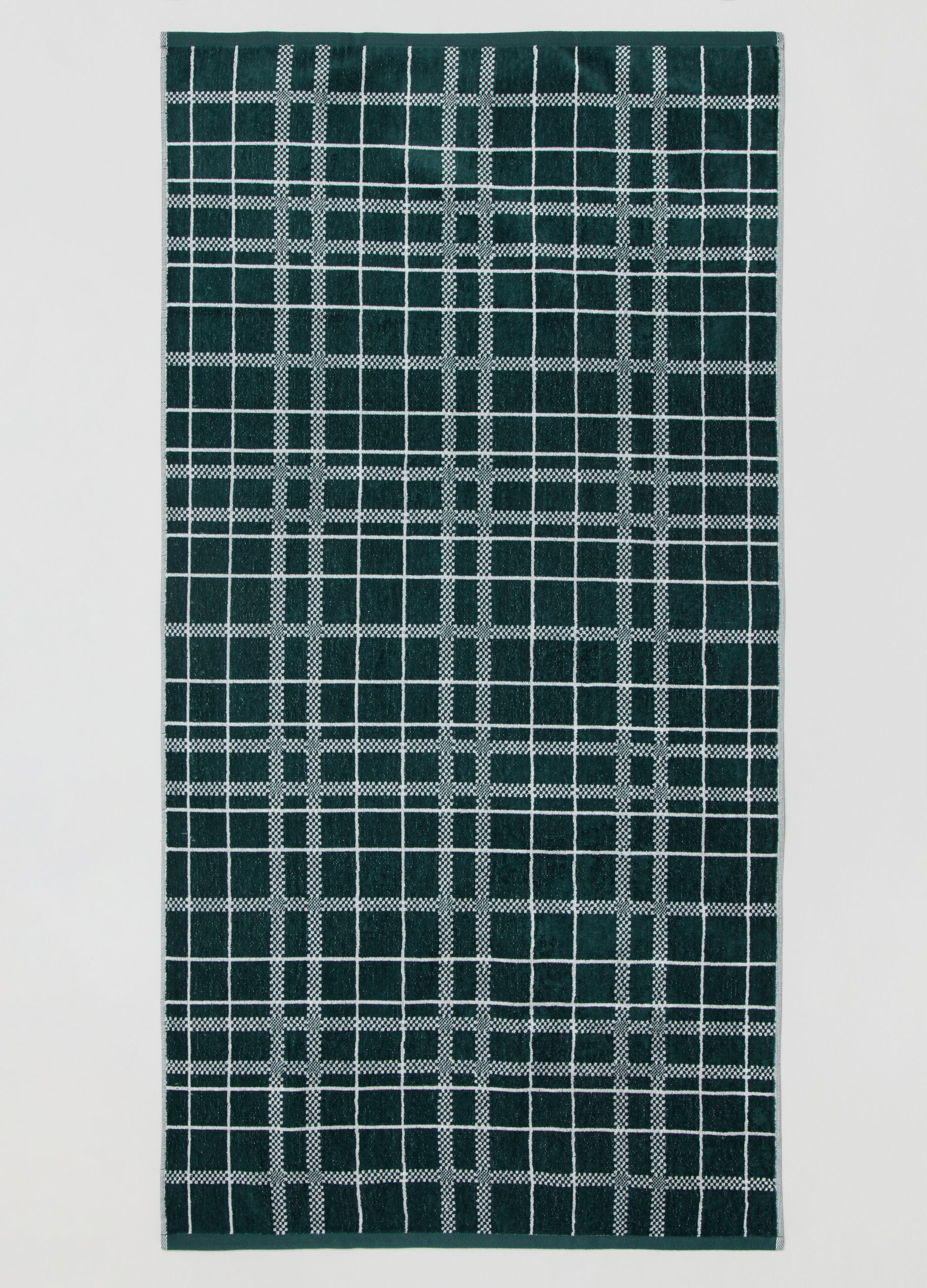 Telo doccia 70x140 squares verde scuro velour_1