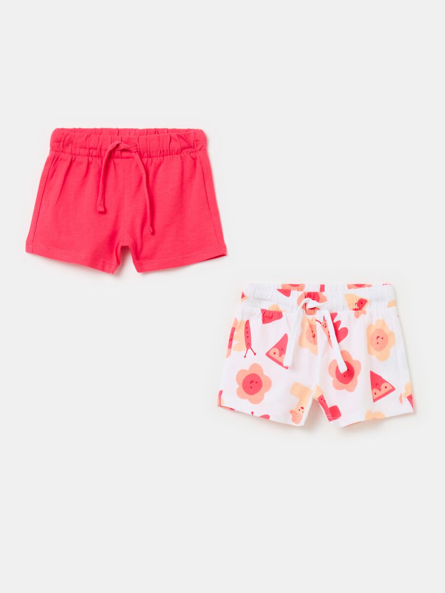 Two-pack shorts with drawstring and print_0
