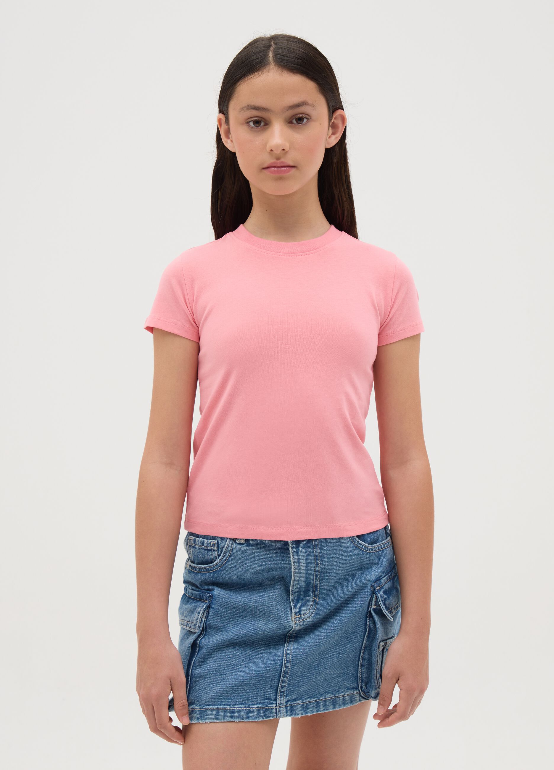 Pink Stretch Cotton T-Shirt OVS Kids