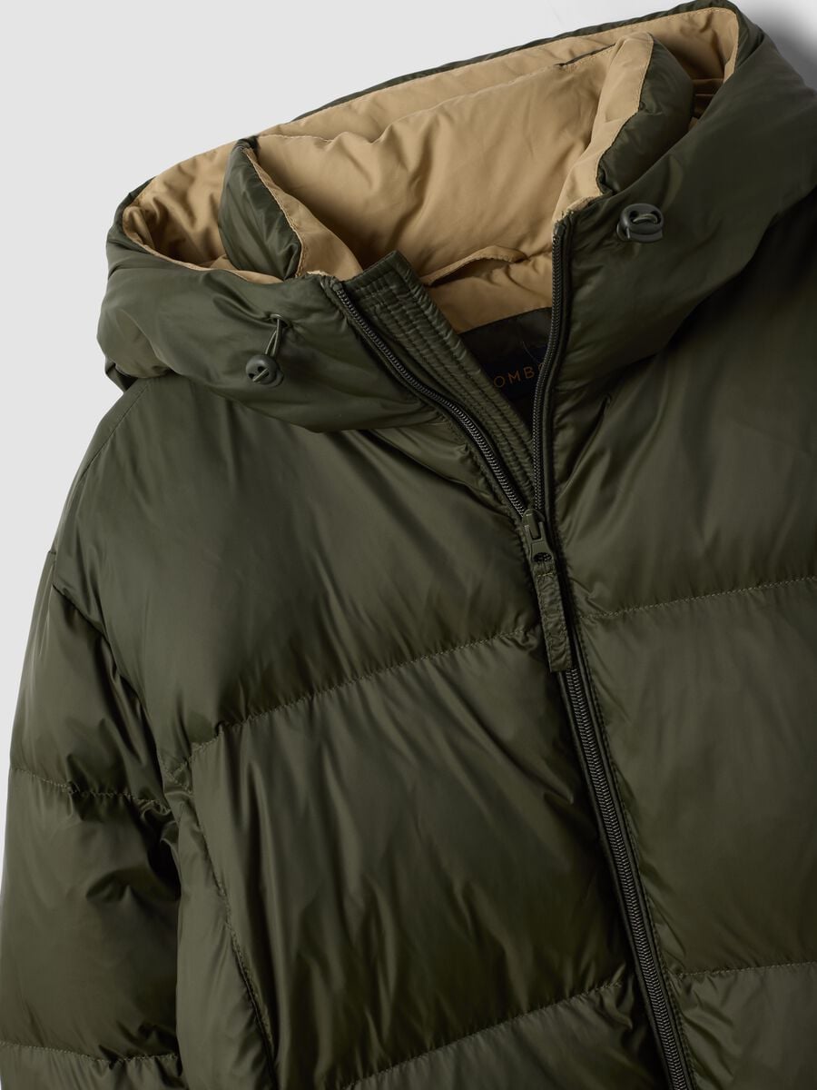 Piumino verde imbottito con cappuccio e zip regular fit_2