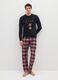 Multi-coloured check long pyjamas in pure cotton regular fit_0