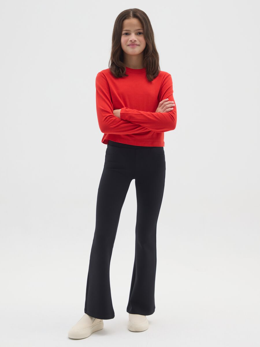 Black Elasticated Flare Trousers_0