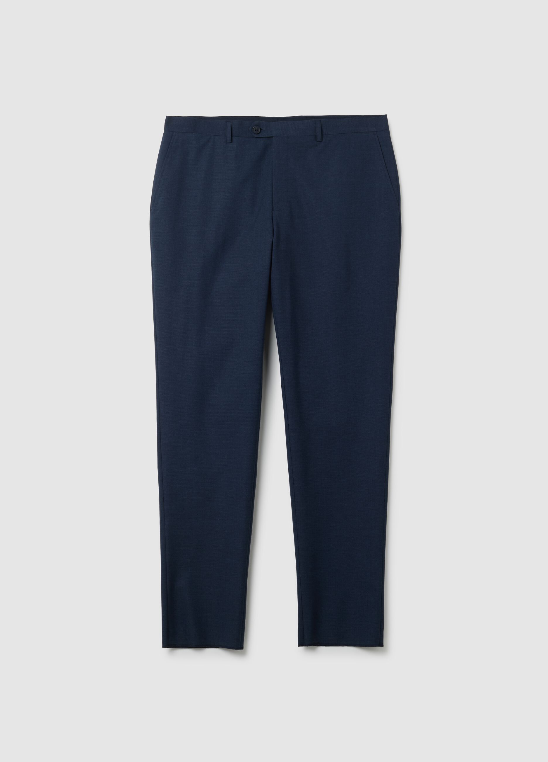 Regular fit blue viscose blend suit
