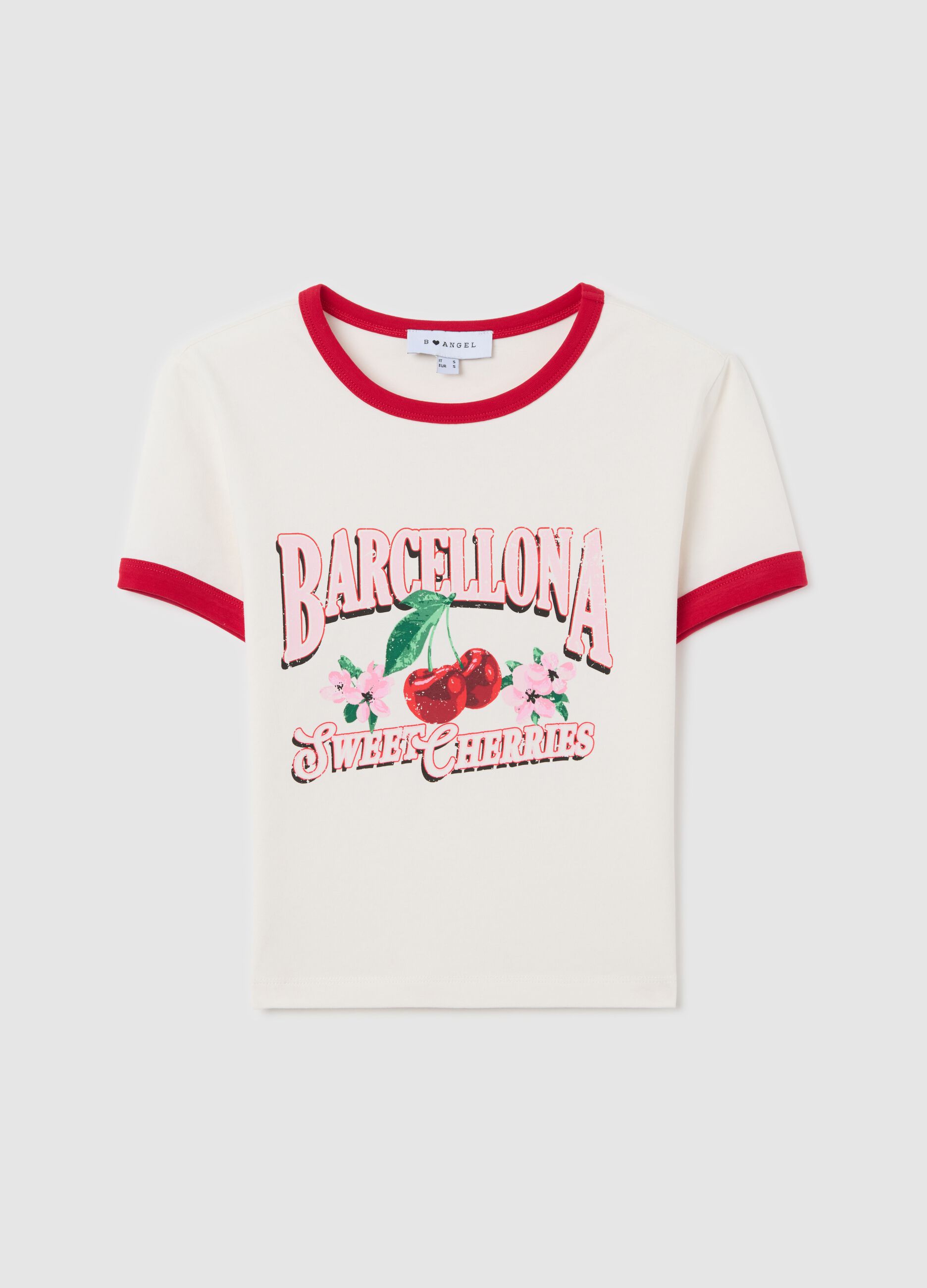 T-shirt with contrasting edging and print