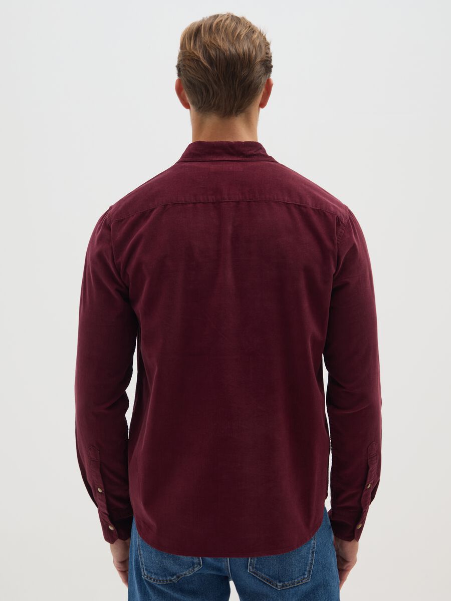 Red pure cotton corduroy regular fit shirt_2