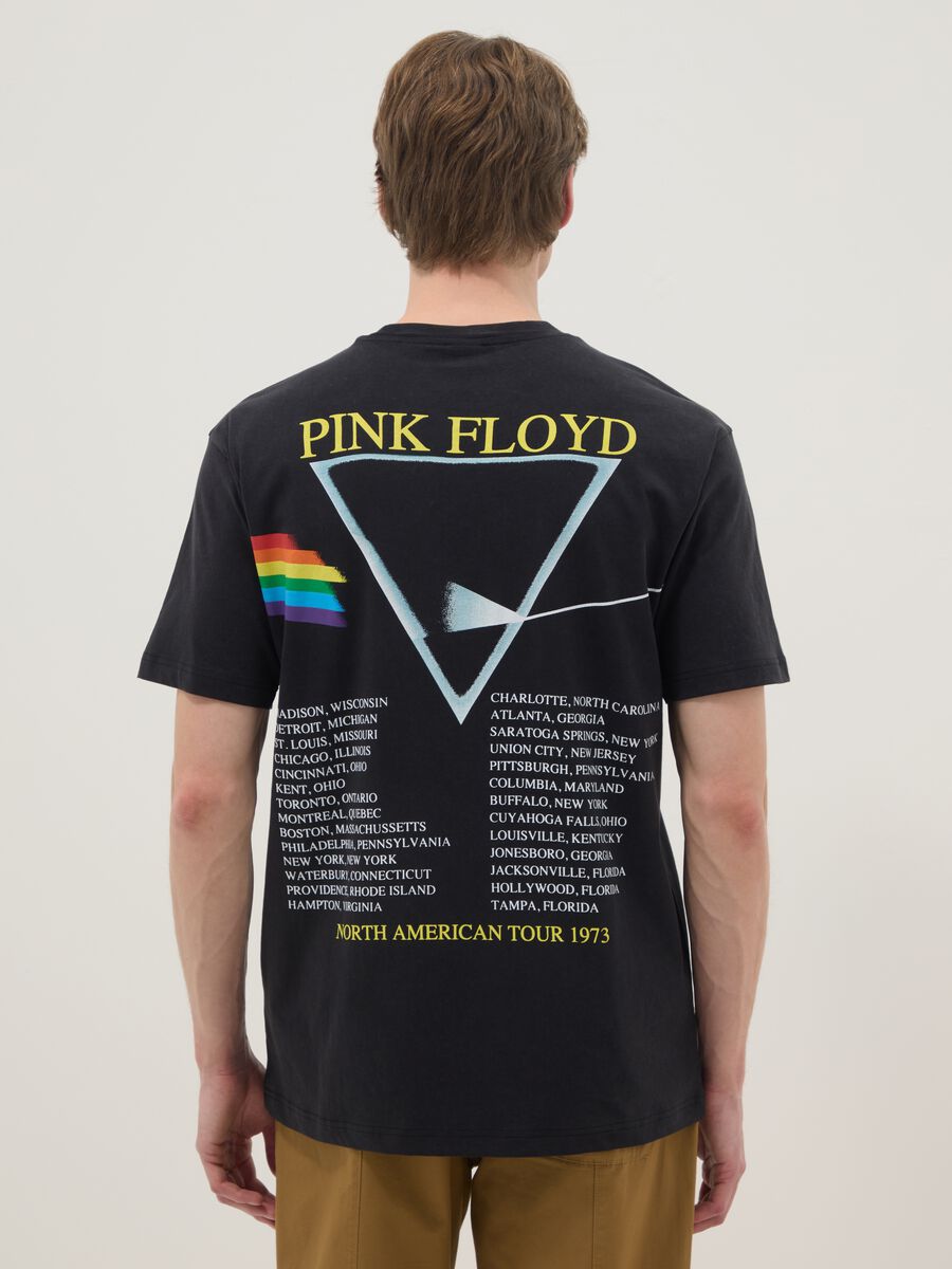 T-shirt in puro cotone nero regular fit con stampa Pink Floyd_1