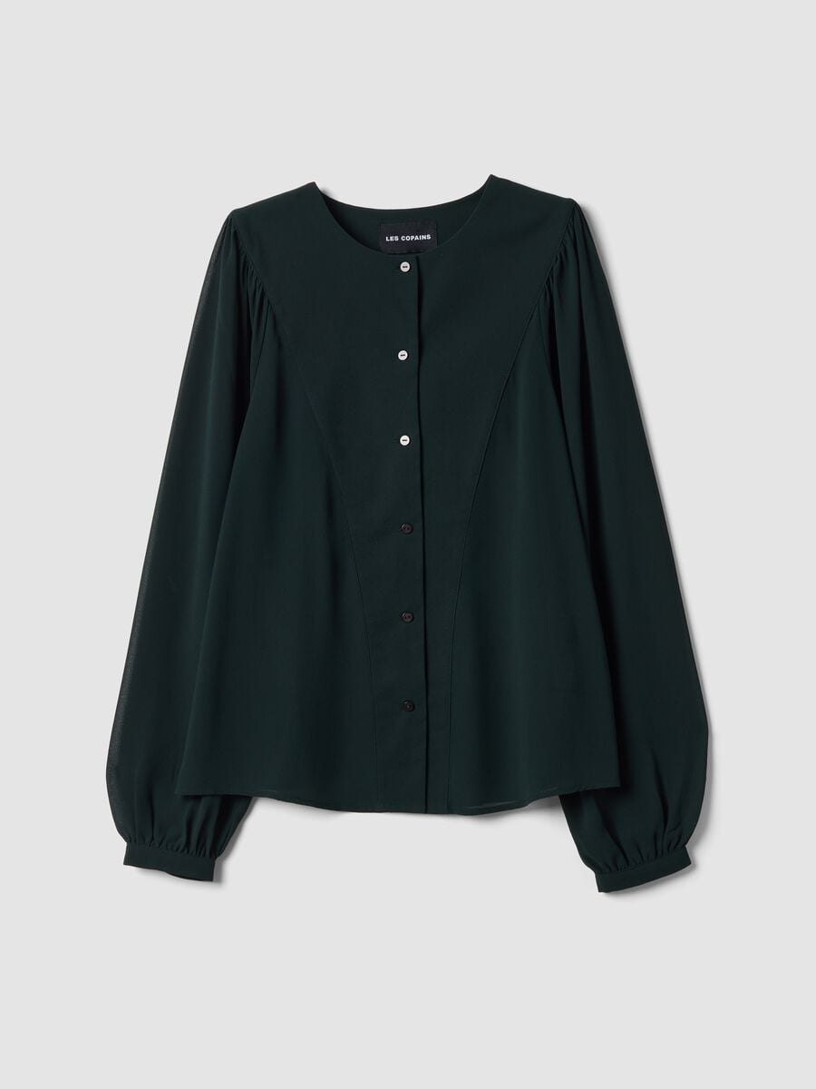 Camicia verde regular fit con bottoni e maniche lunghe_4
