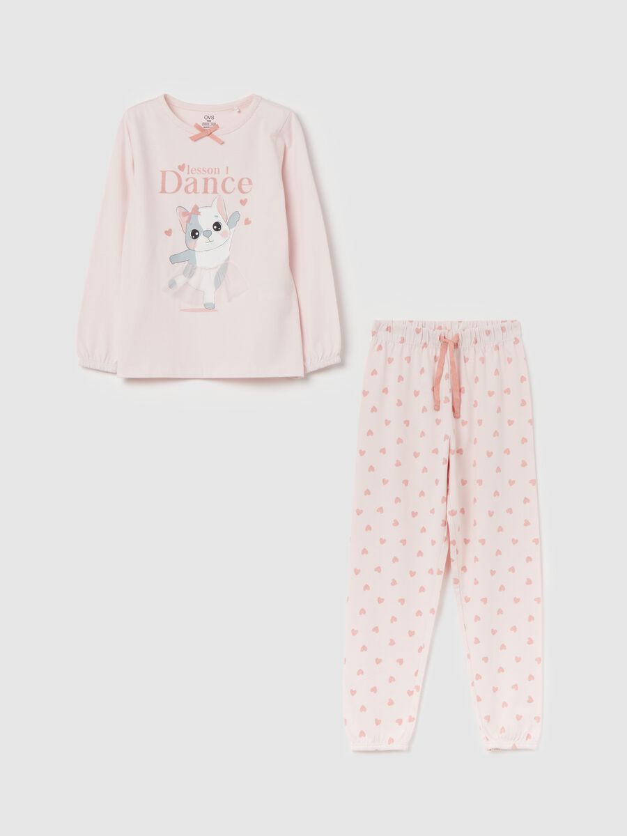Organic cotton pyjamas with girl puppy print_0