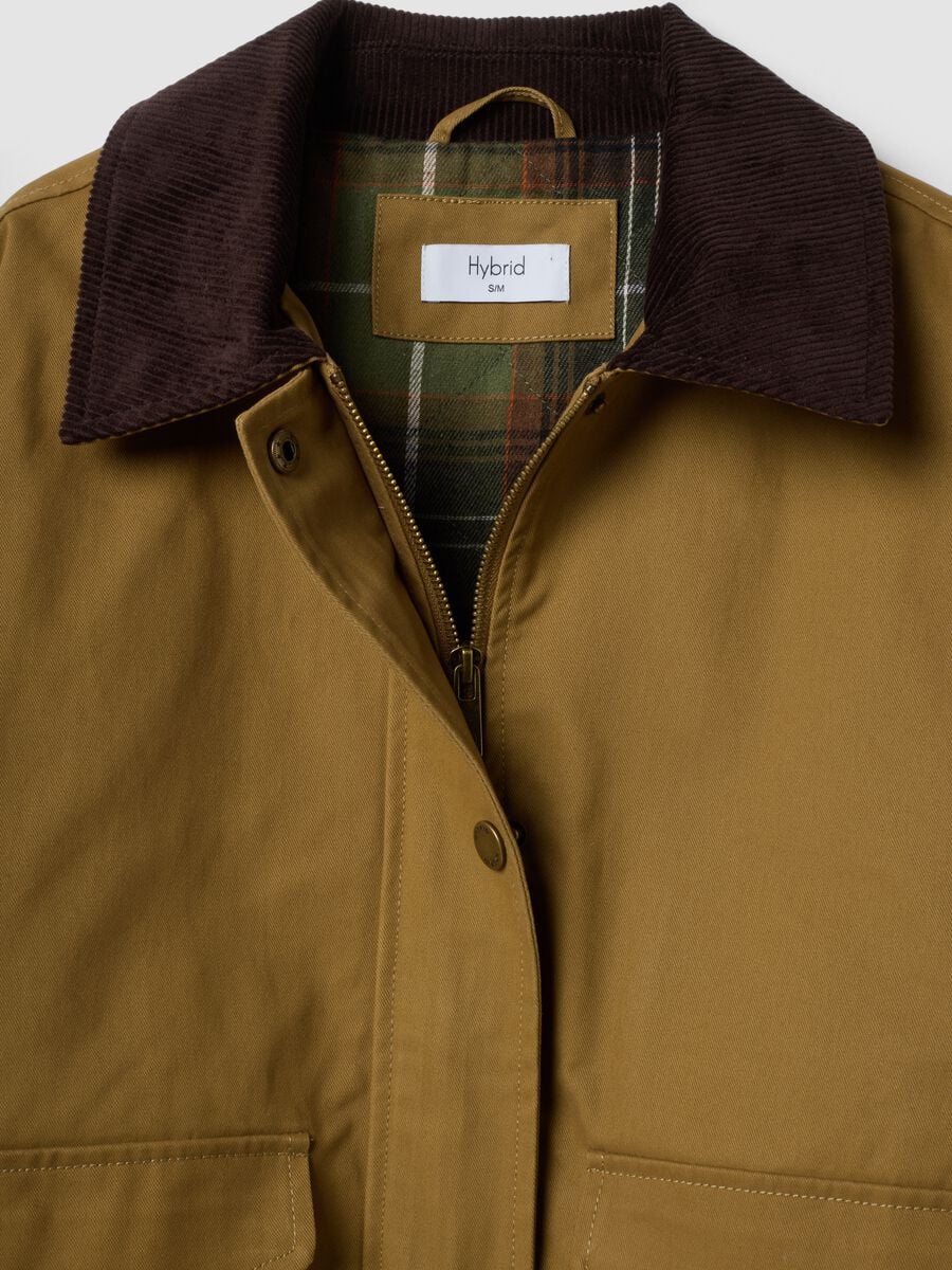 Brown pure-cotton jacket with ribbed collar_5