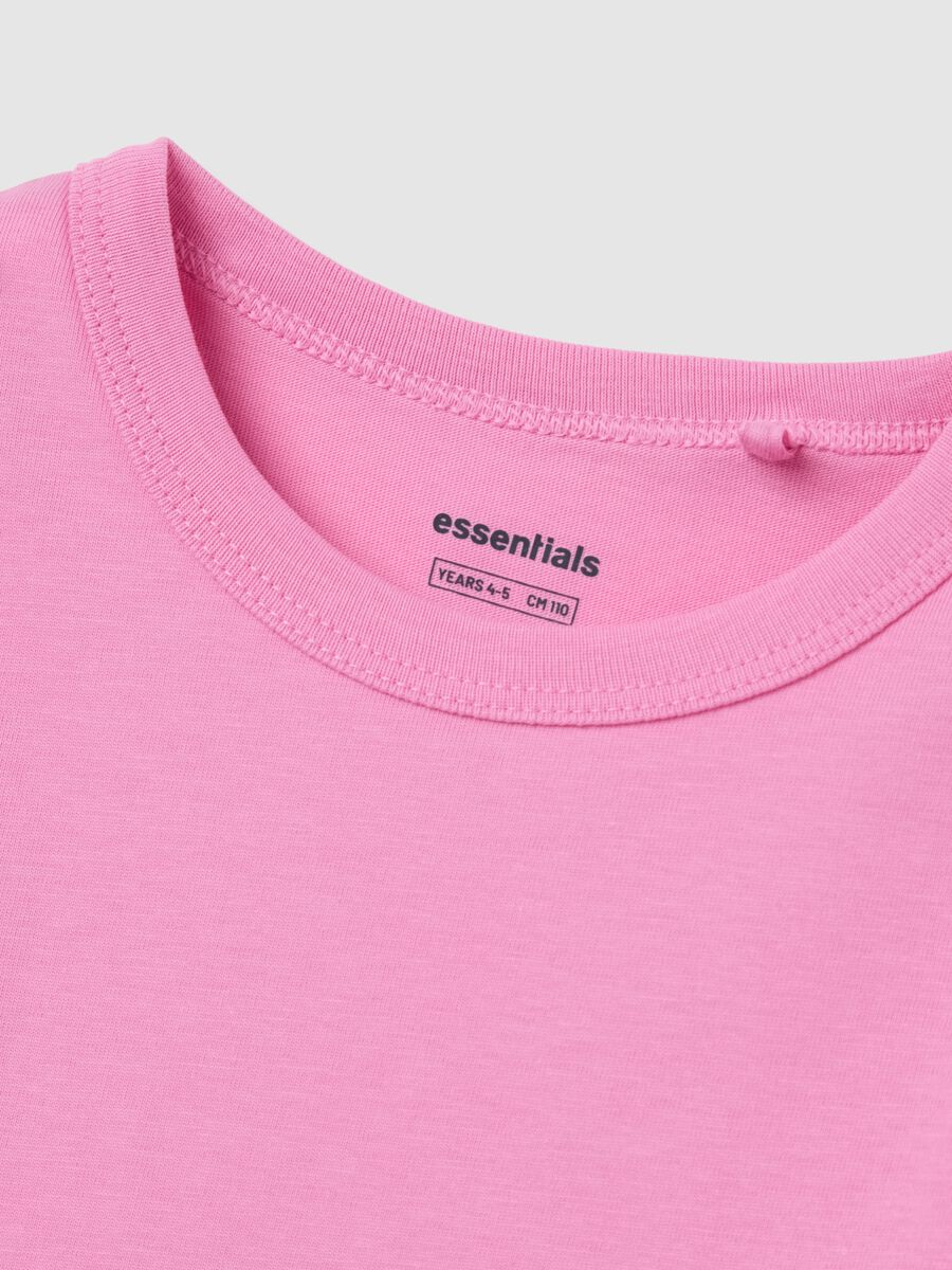 Pink cotton crew neck T-shirt for girls_2