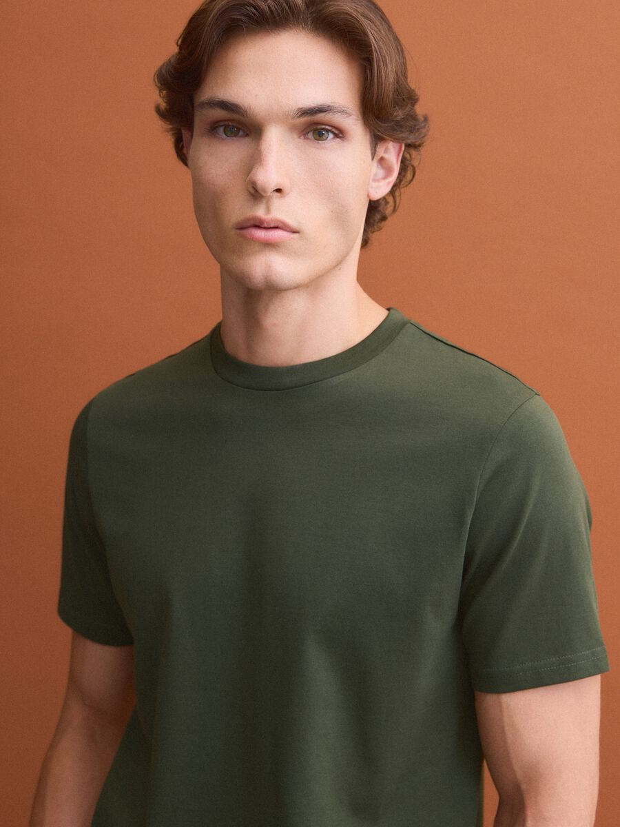 T-shirt girocollo verde in puro cotone Supima regular fit_2