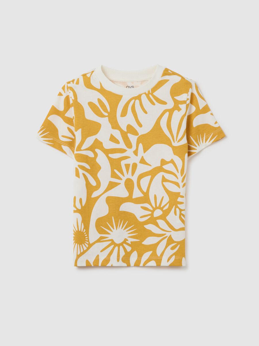 Children's multicolor pure cotton regular fit t-shirt with print_0