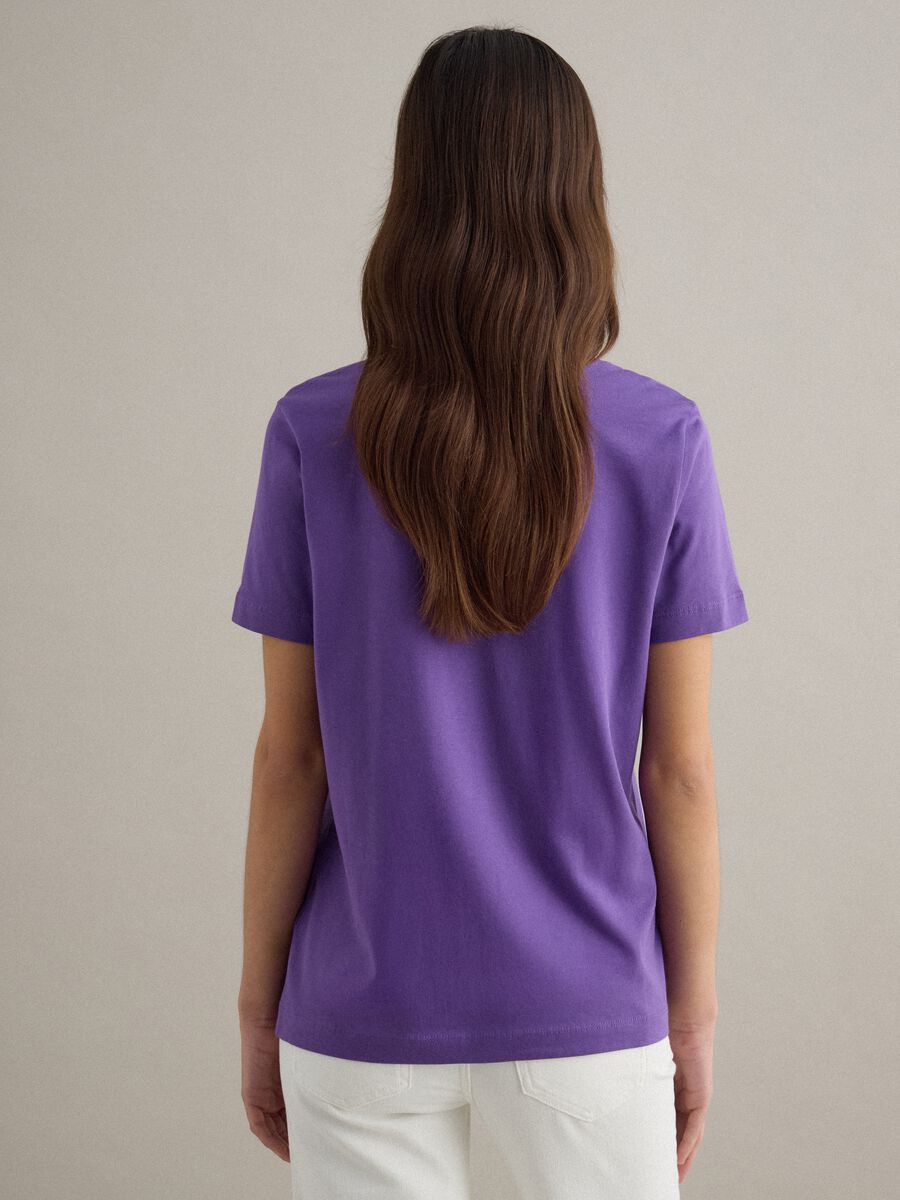 Short sleeve purple pure cotton T-shirt regular fit_3
