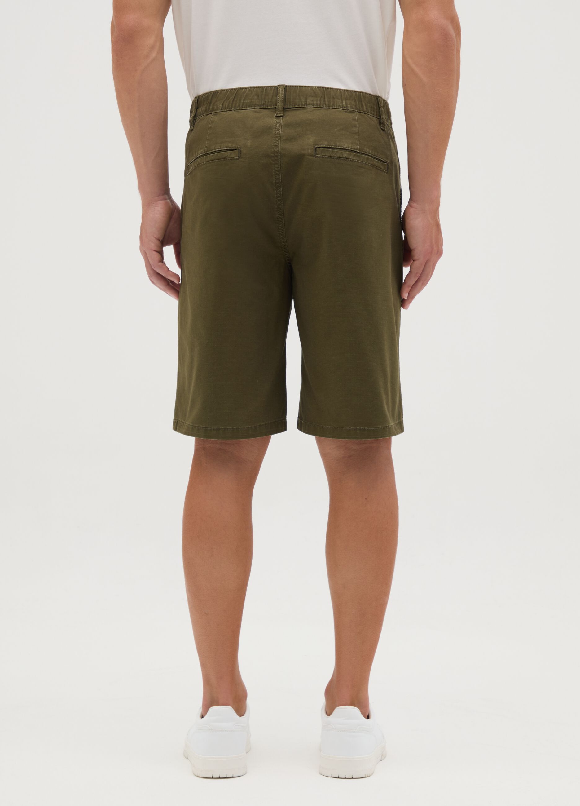 Men's Green Stretch Cotton Regular Fit Shorts