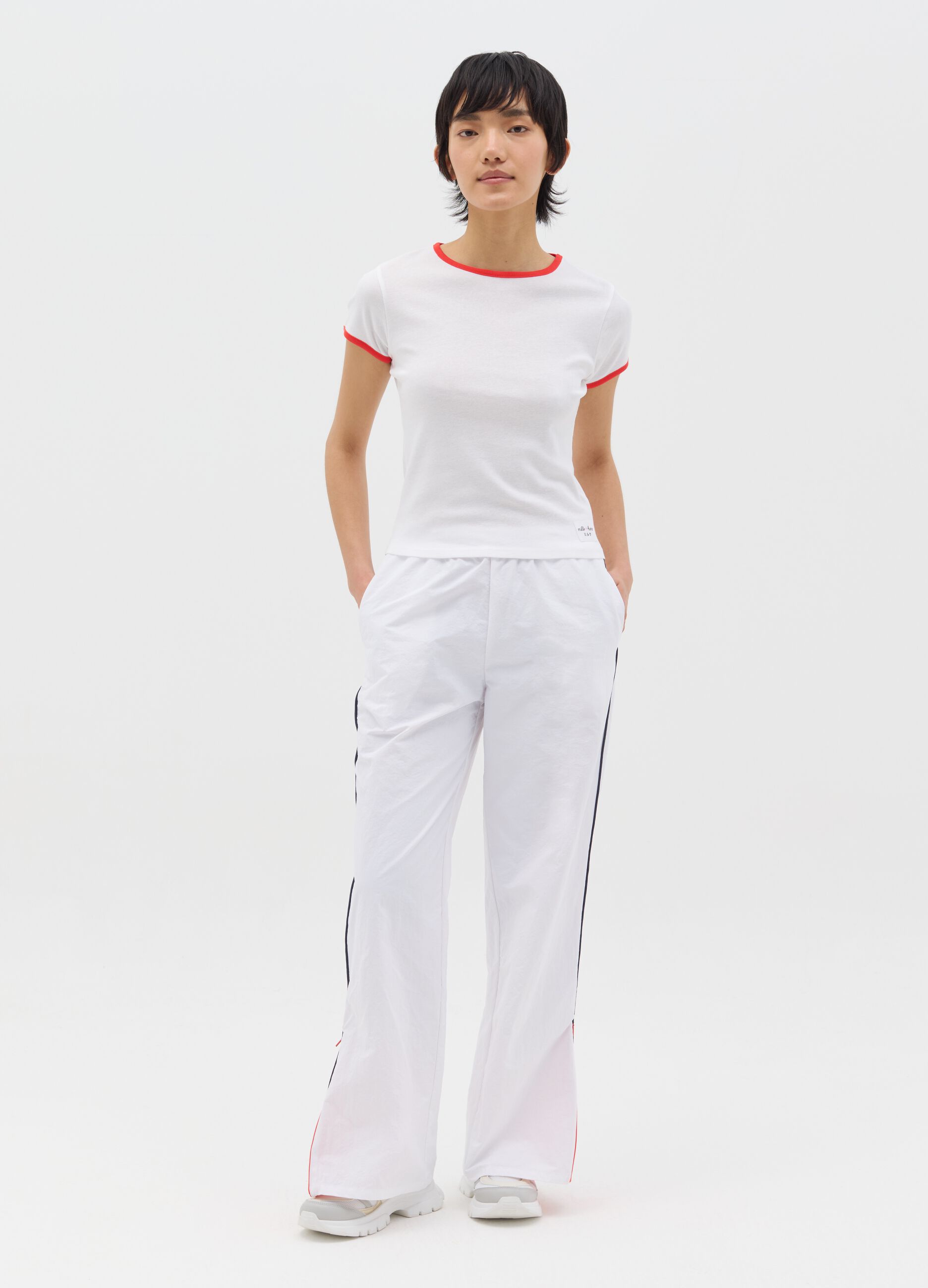White slim-fit T-shirt in cotton