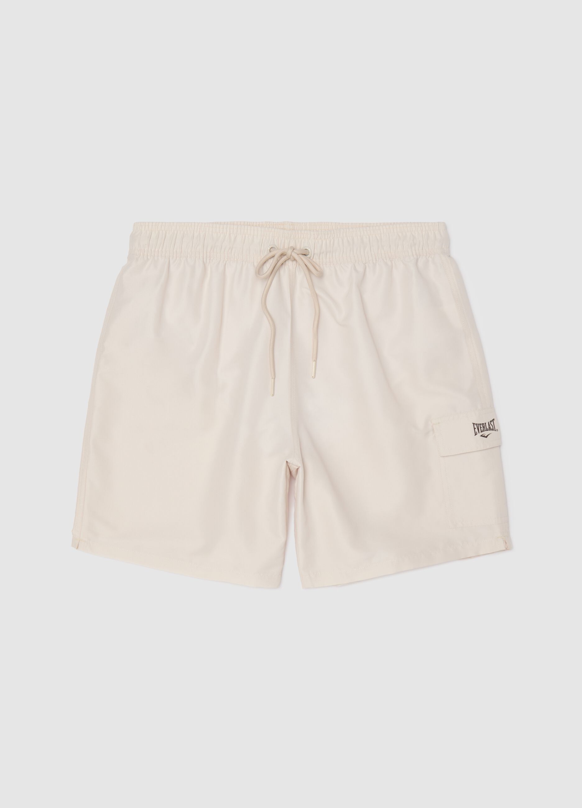 Costume boxer da bagno beige con stampa logo