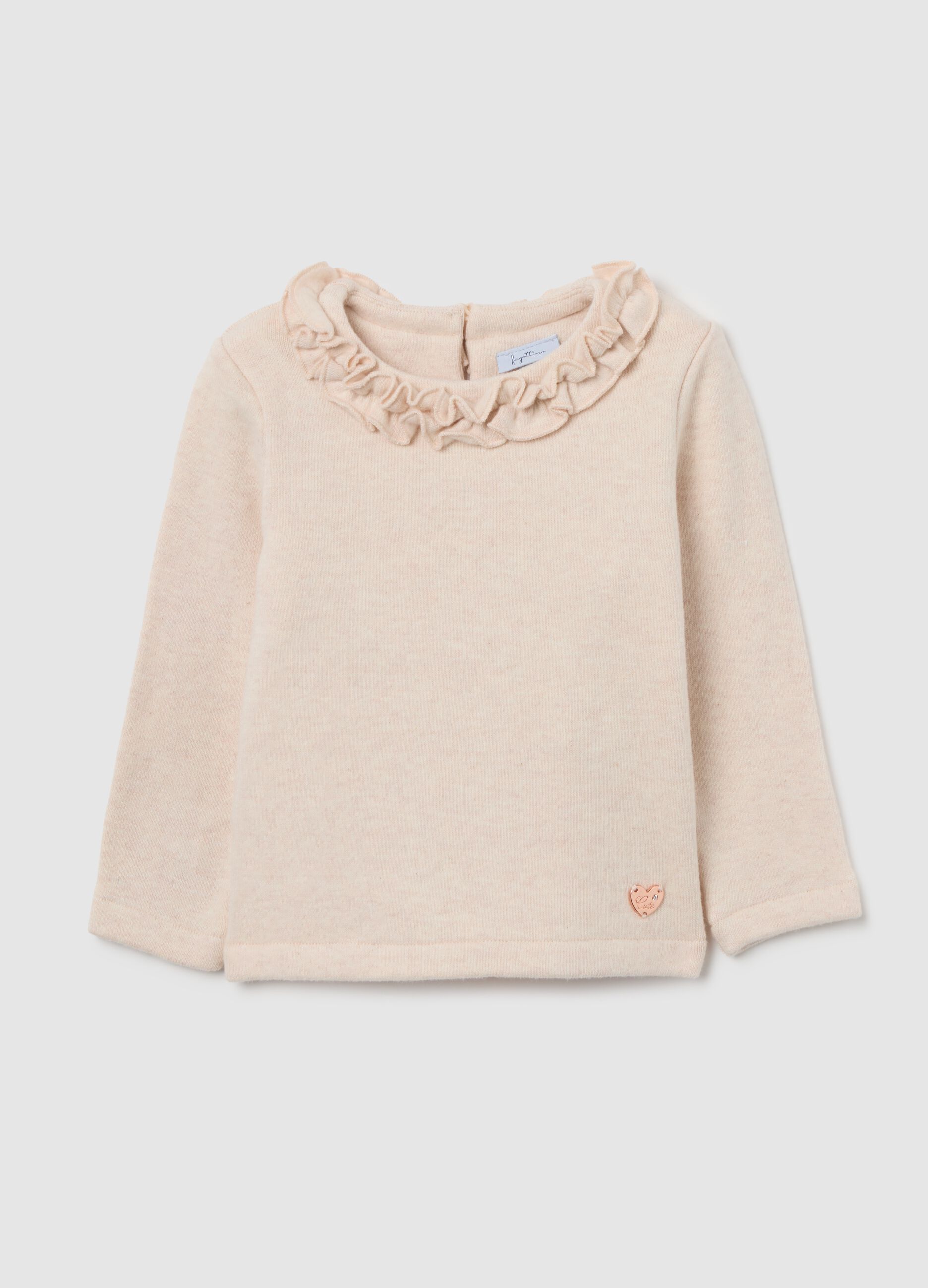 Girls' beige cotton-blend sweater in regular fit
