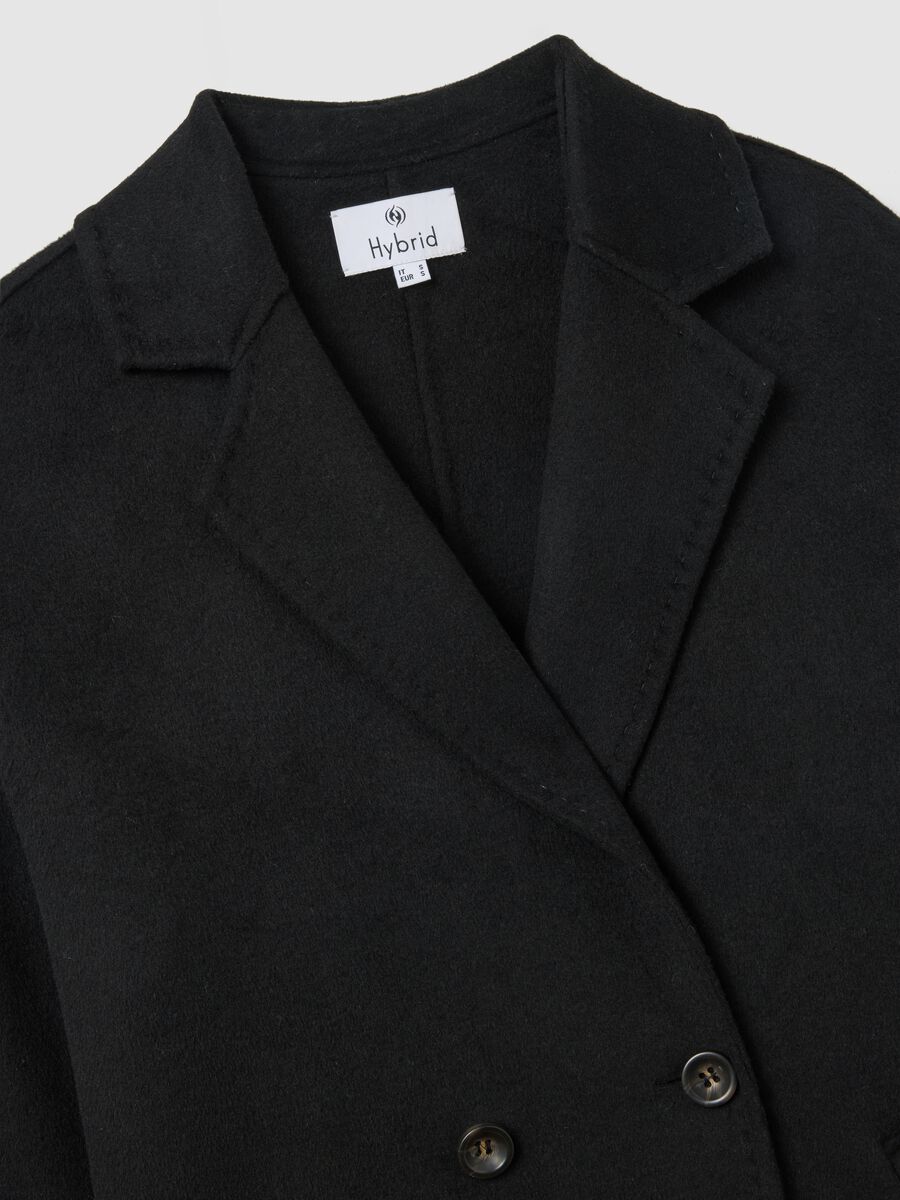 Black wool blend coat regular fit with buttons_5