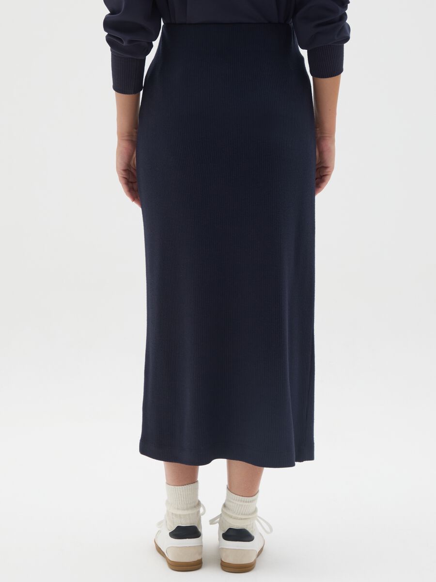 Elasticated Long Maternity Skirt Blue_3