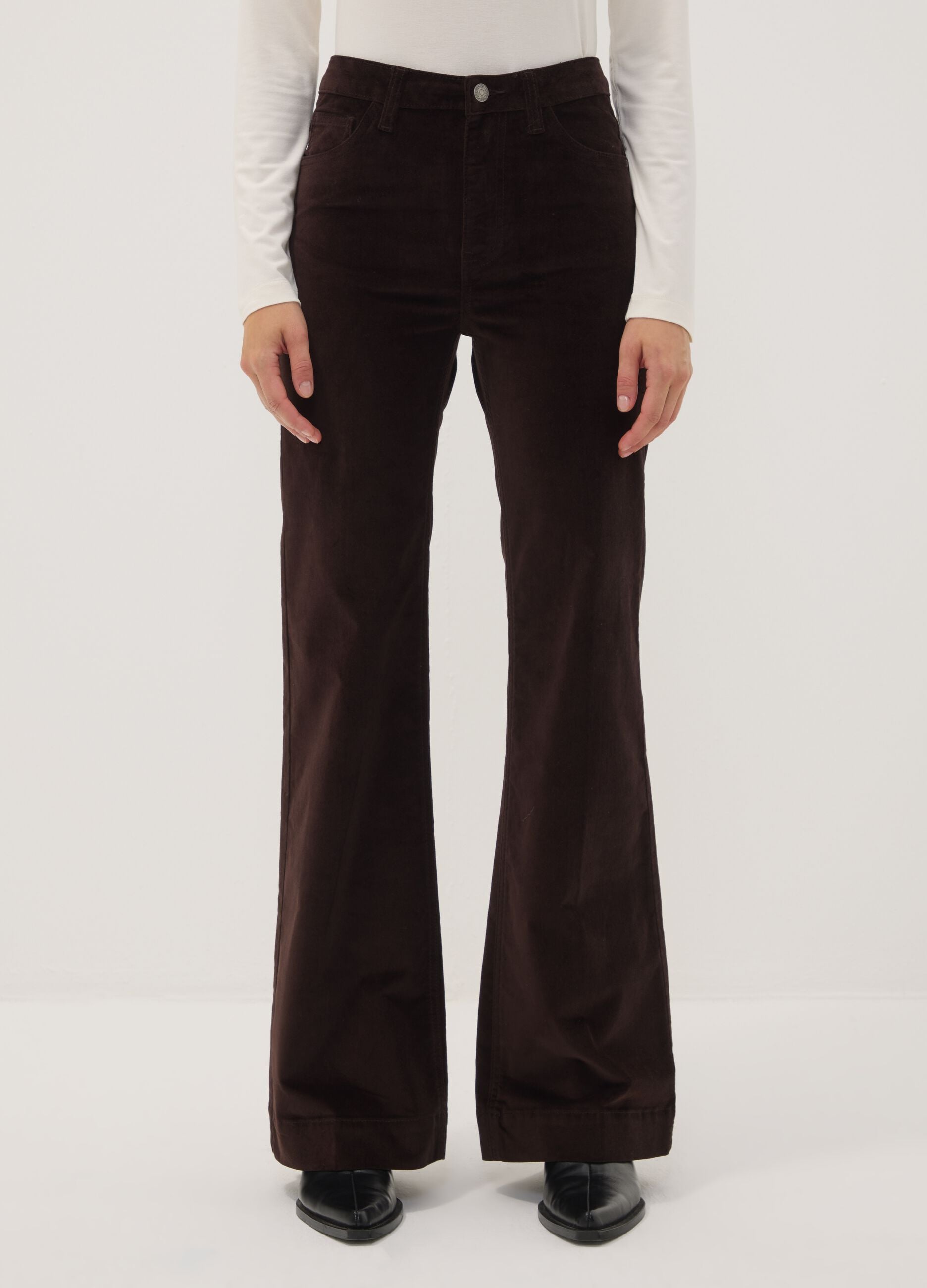 Brown bootcut stretch cotton jeans