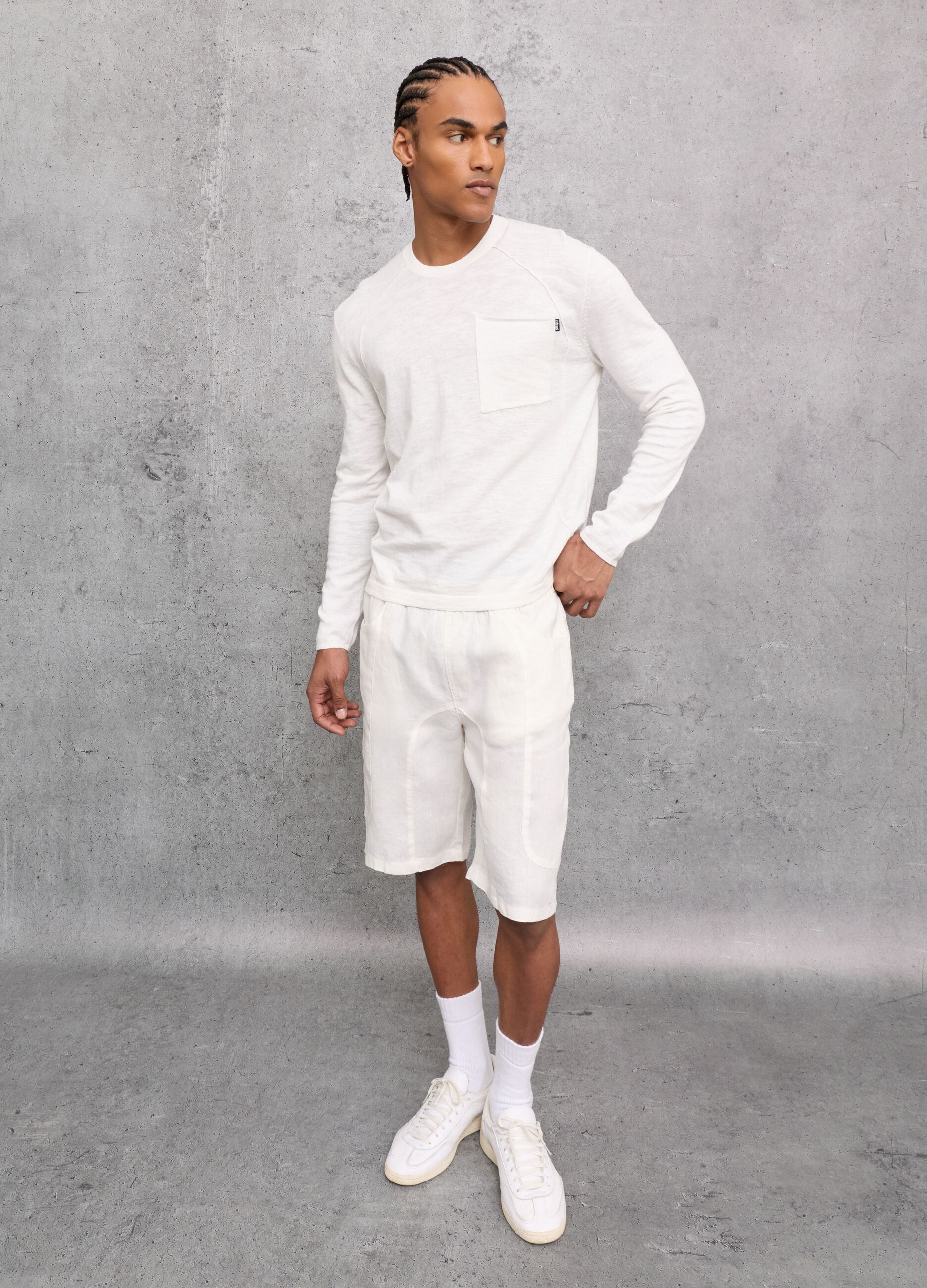 100% Linen Shorts White