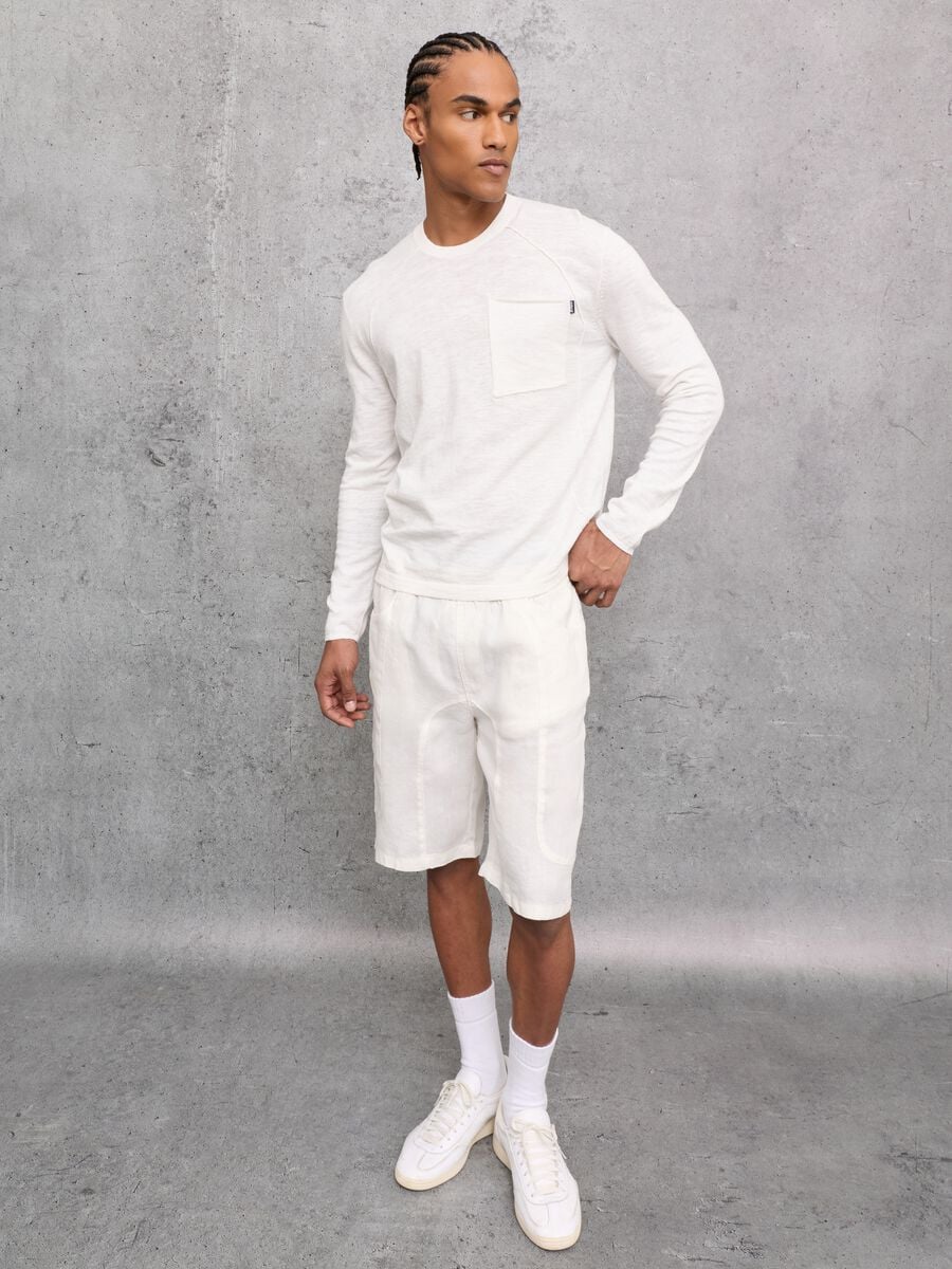 100% Linen Shorts White_3