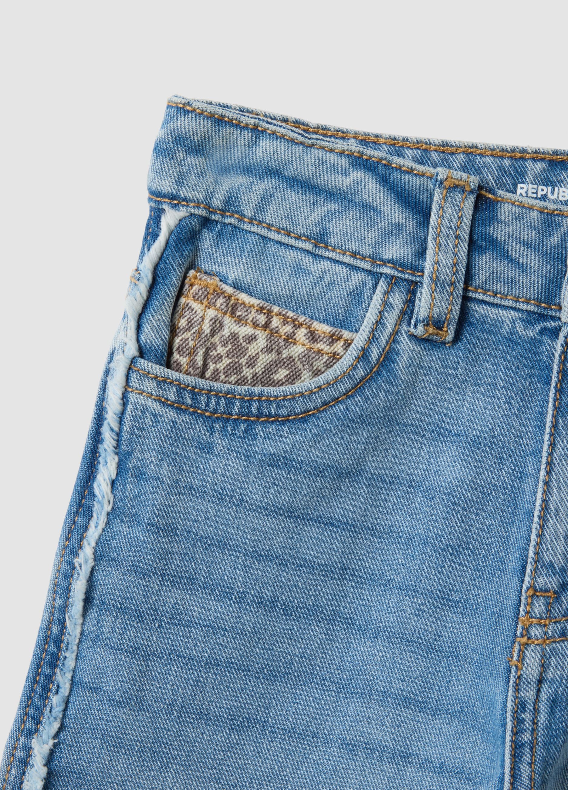 Light blue wide-leg pure cotton jeans