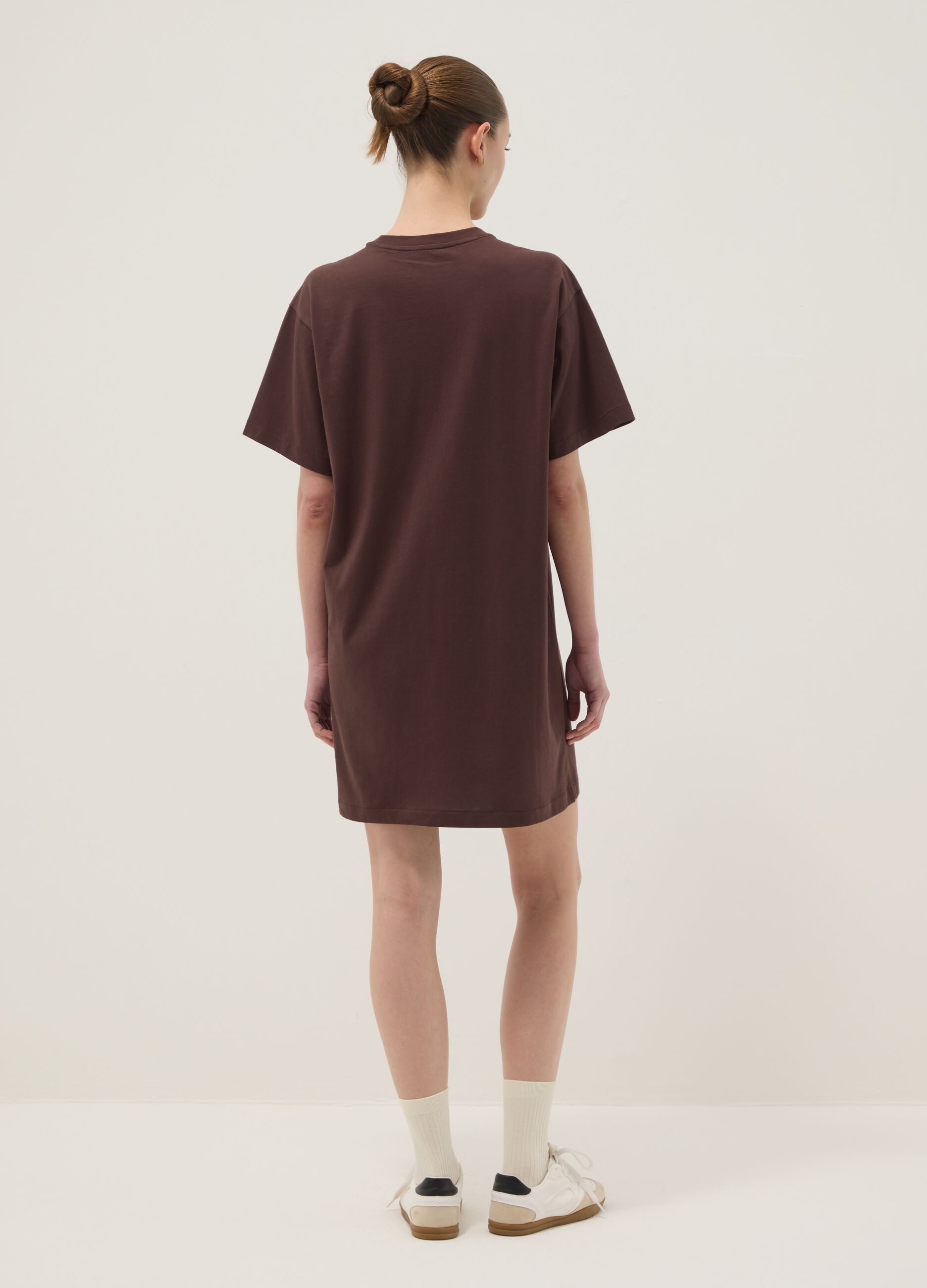 Brown pure cotton relaxed-fit dress