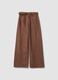 Brown striped wide-leg trousers in pure cotton_4