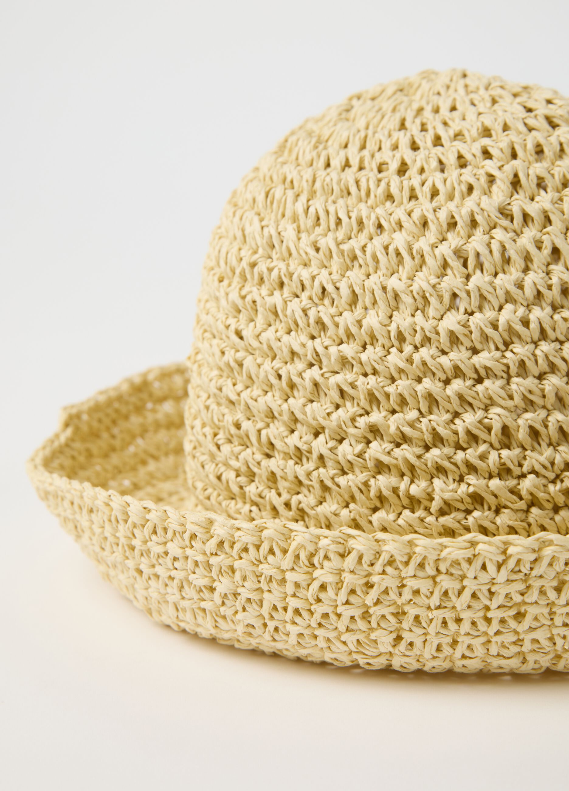 Natural cloche hat in woven straw