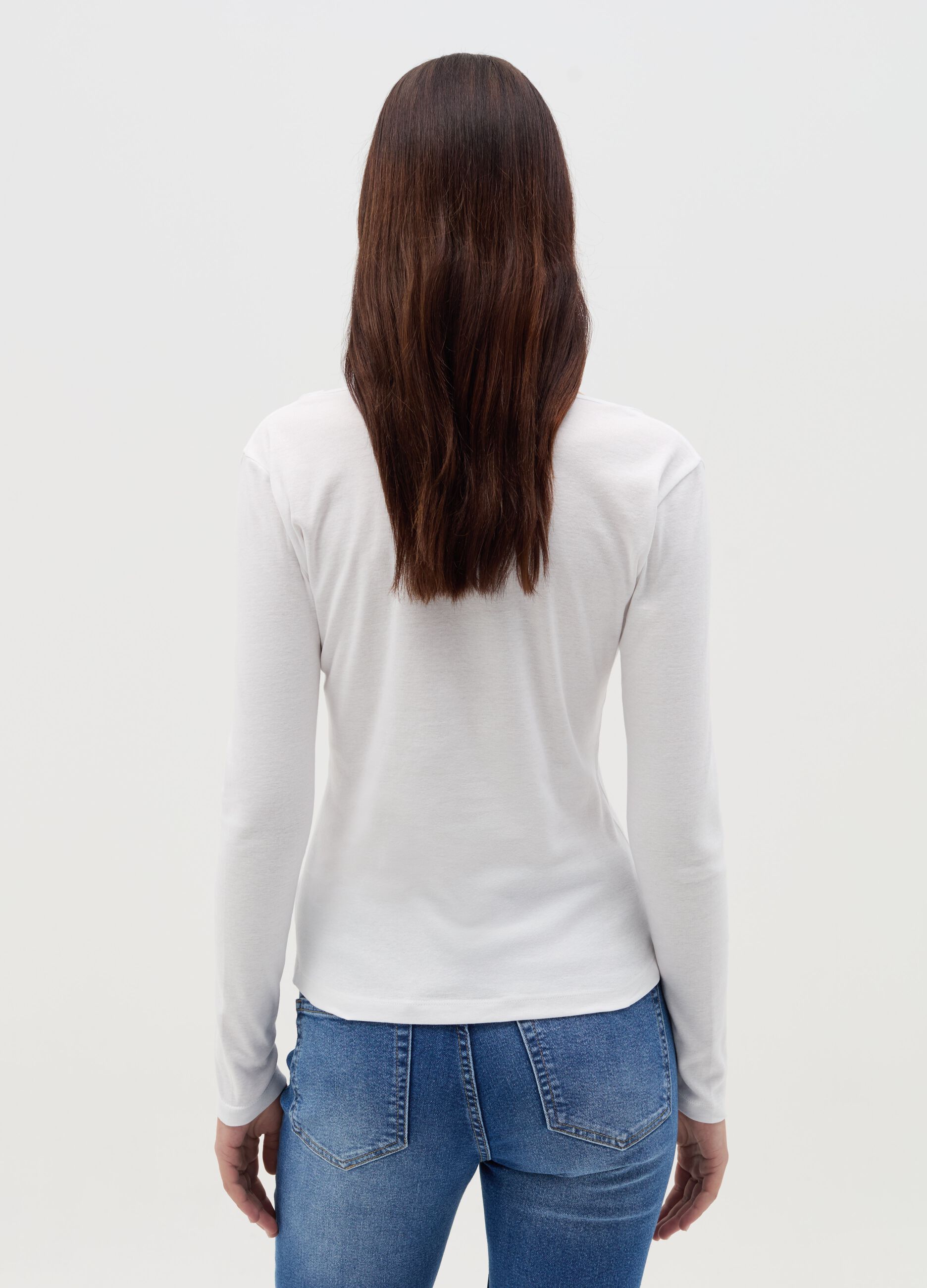 Cotton T-shirt with round neck
