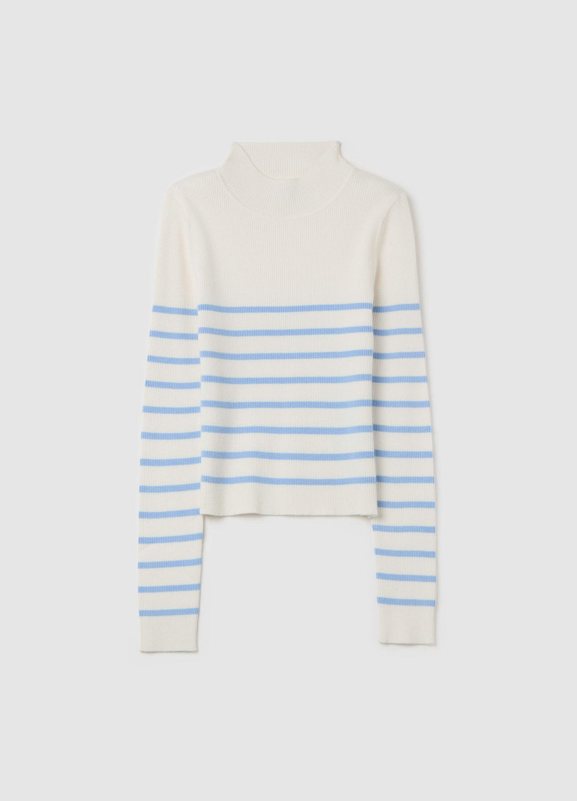 Striped top with mock neck