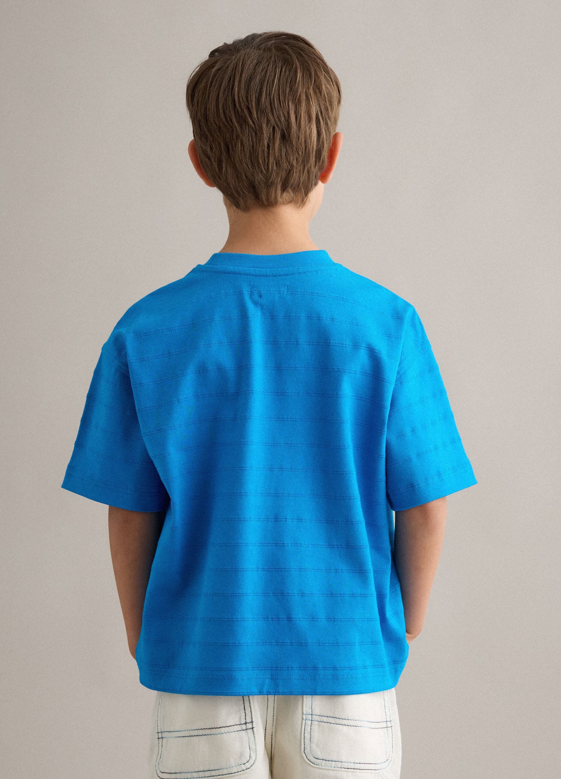 Children's regular fit blue pure cotton t-shirt