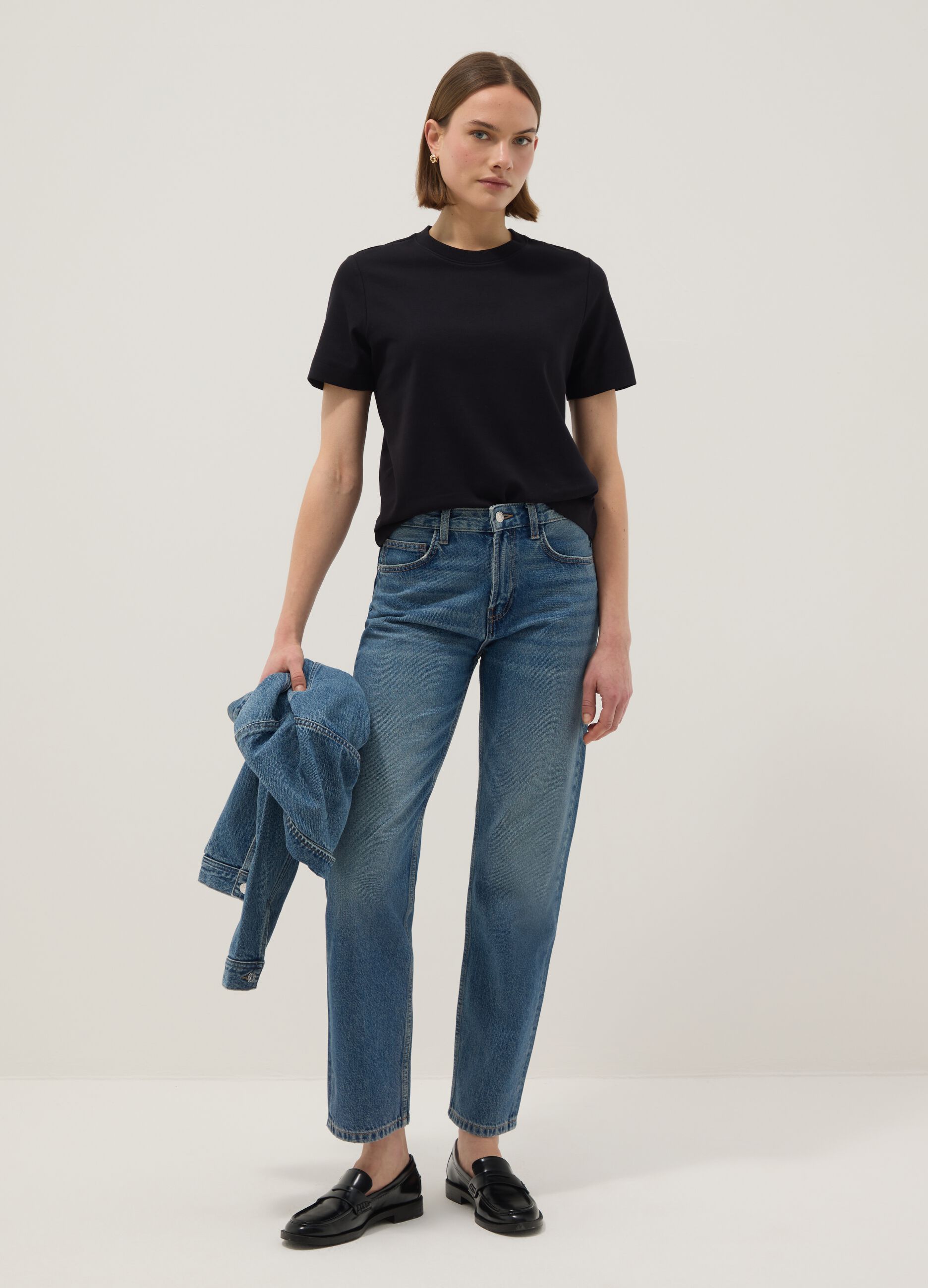 Relaxed fit black pure cotton T-shirt