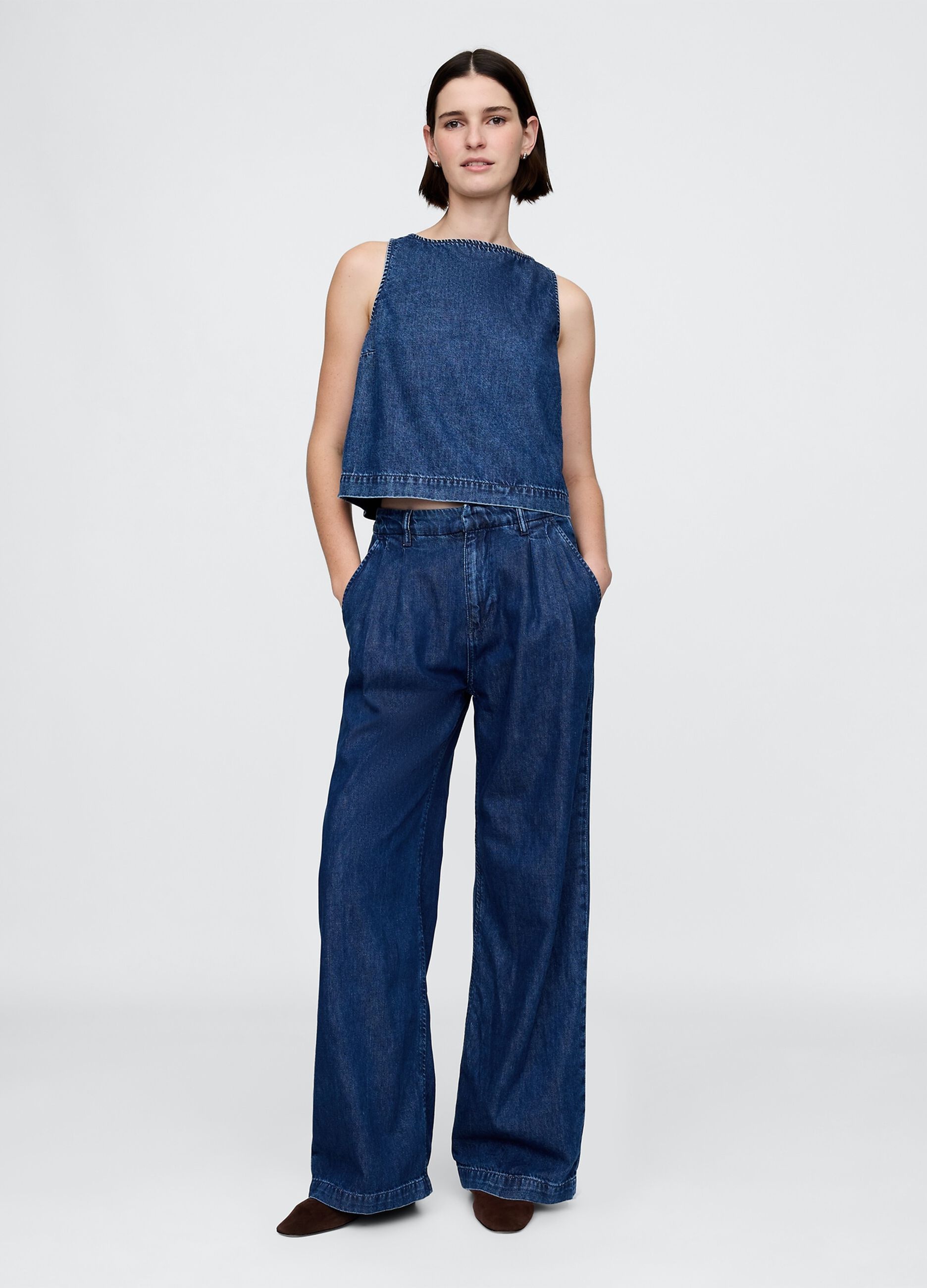 Palazzo Trousers in Denim